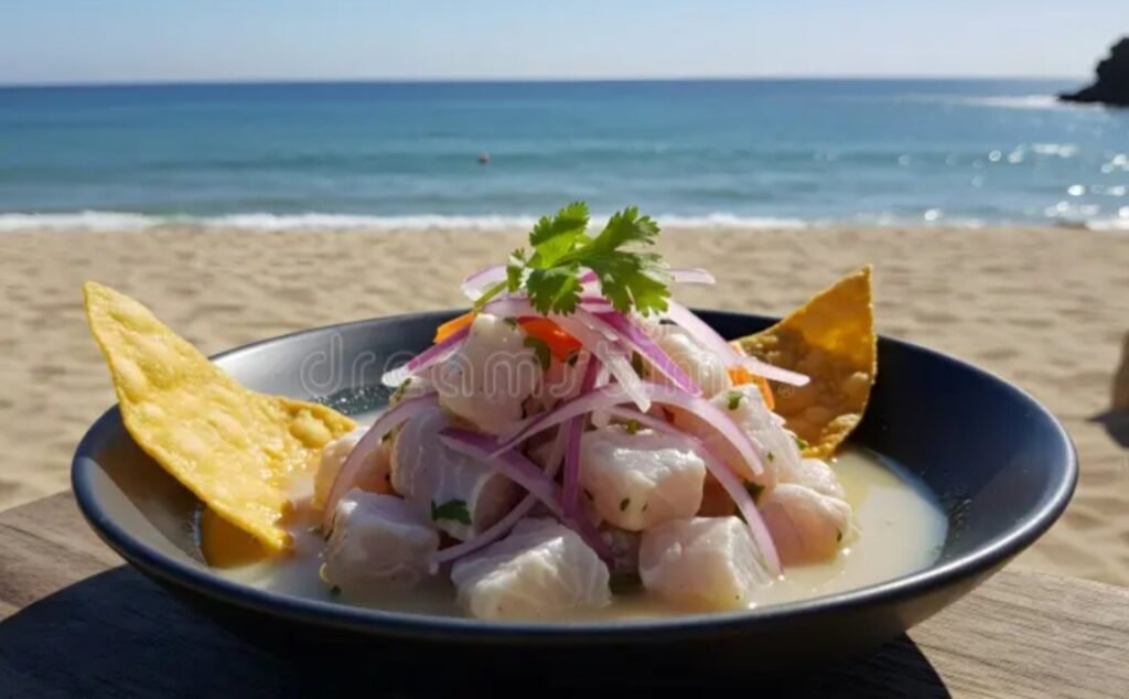 Ceviche peruano servido con pescado fresco, limón, cebolla y los sabores tradicionales de la gastronomía de Lima.